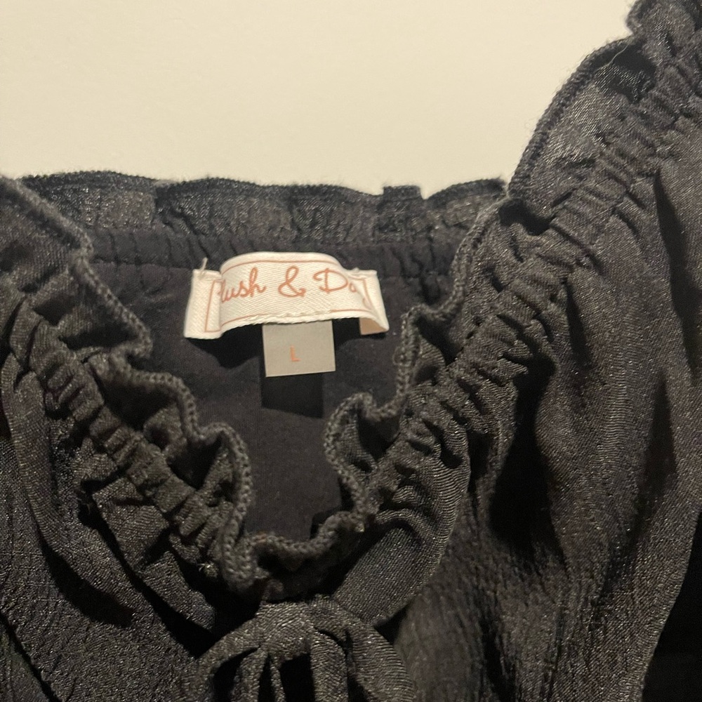 Black Off-Shoulder Ruffle Top - Picture 3 of 4